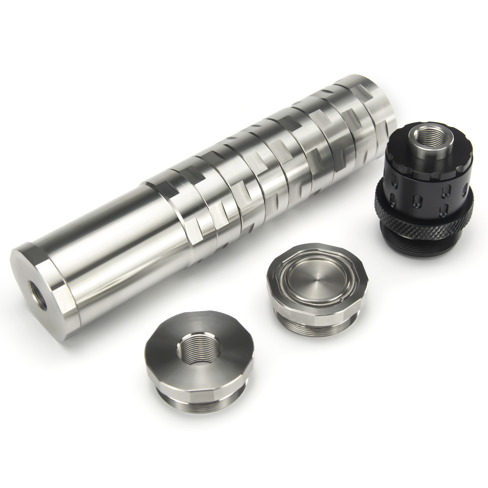 7″L 1.5″OD Dodecagonal Stainless Steel Modular Solvent Trap 5/8×24+1/2×28 1.375×24 MST+ 13.5x1LH,1/2×28,9/16×24,.578×28 Booster
